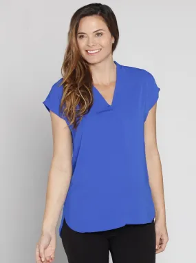 Maternity Relax Fit Short Sleeve Work Blouse - Blue