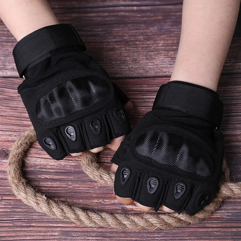 Military carbon fiber Half Finger Men Gloves