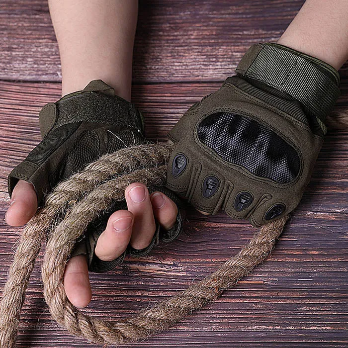 Military carbon fiber Half Finger Men Gloves