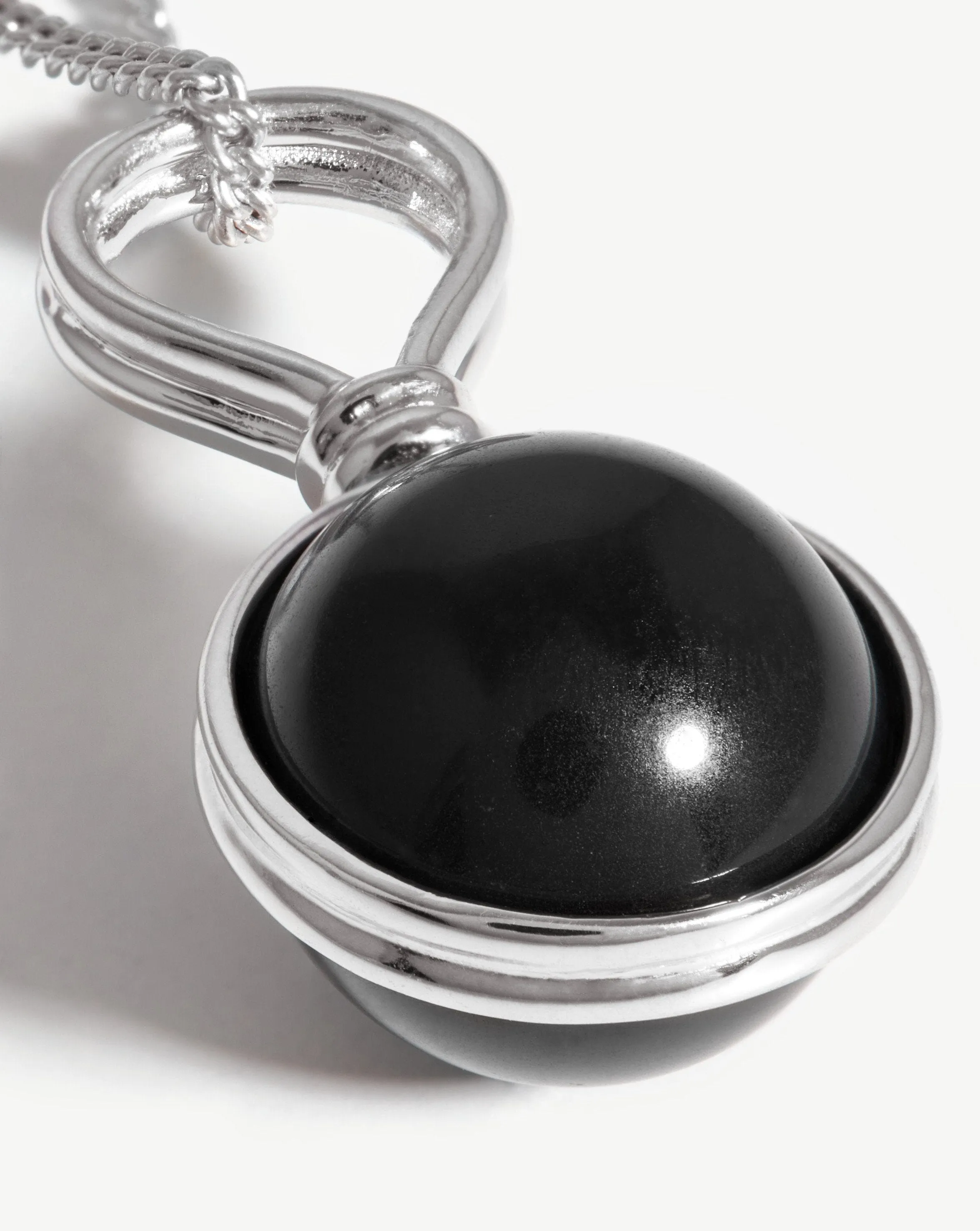 Mini Sphere Pendant Necklace | Sterling Silver/Black Onyx