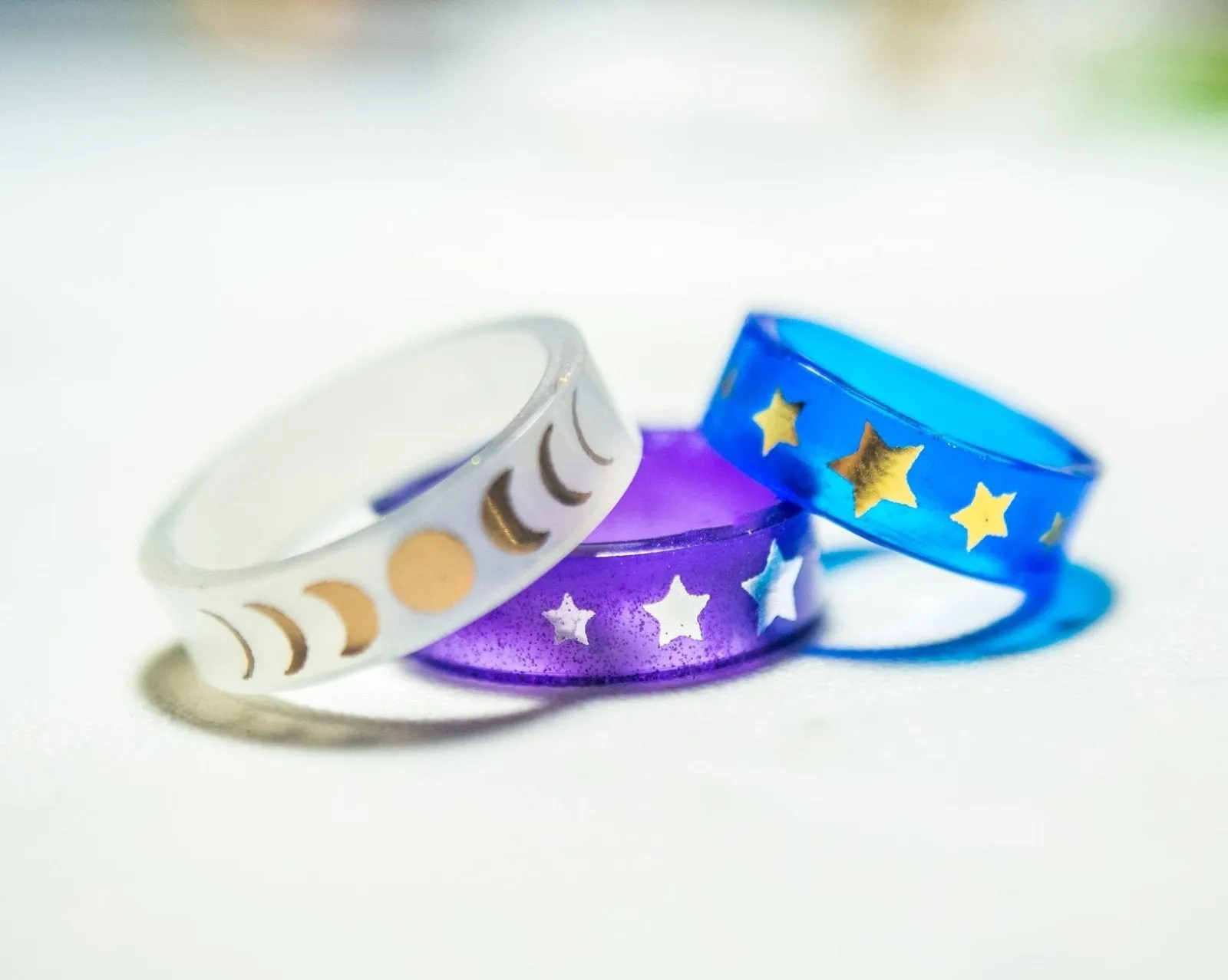 Moon phase resin ring