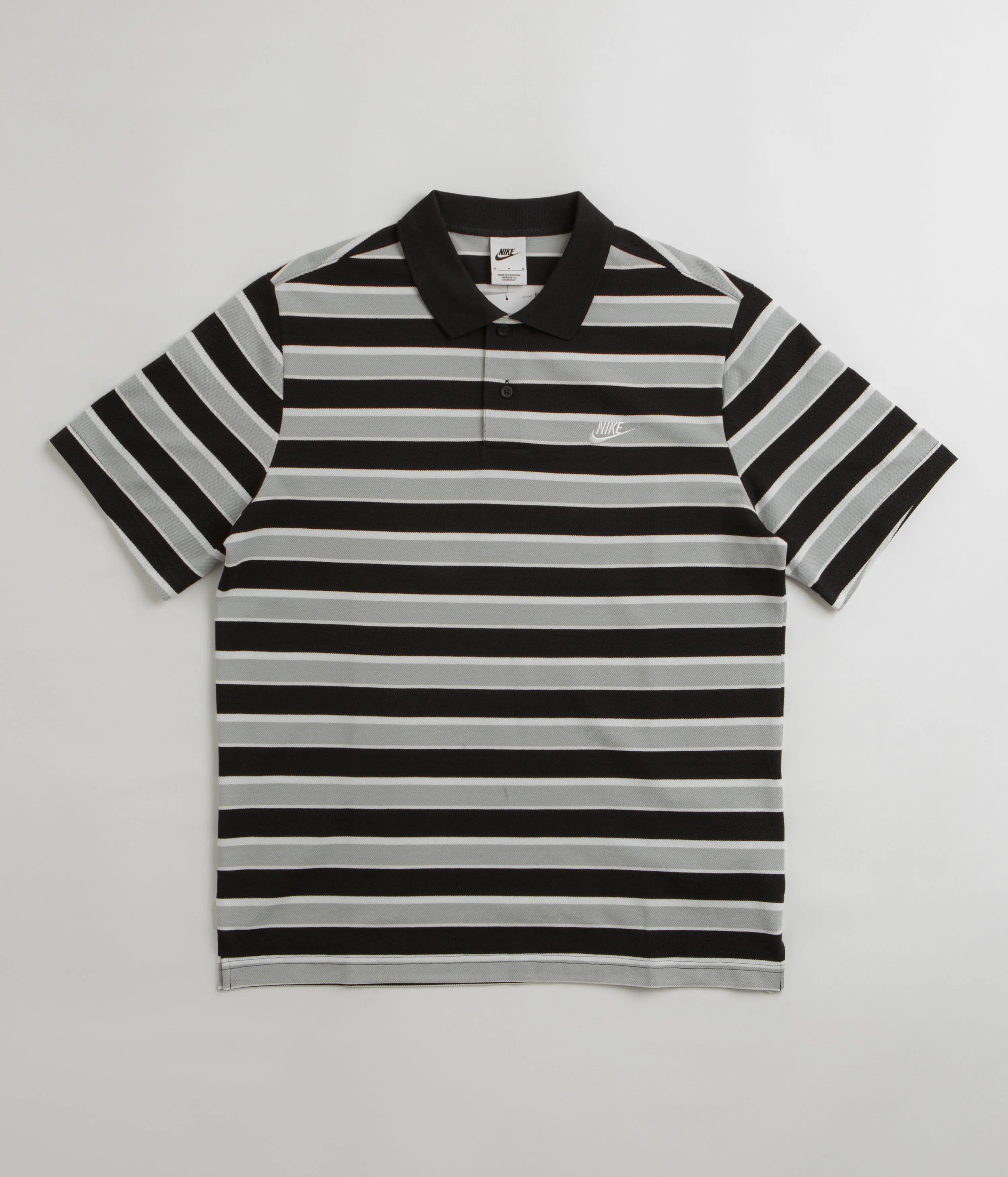 Nike Club Striped Polo Shirt - Black / White