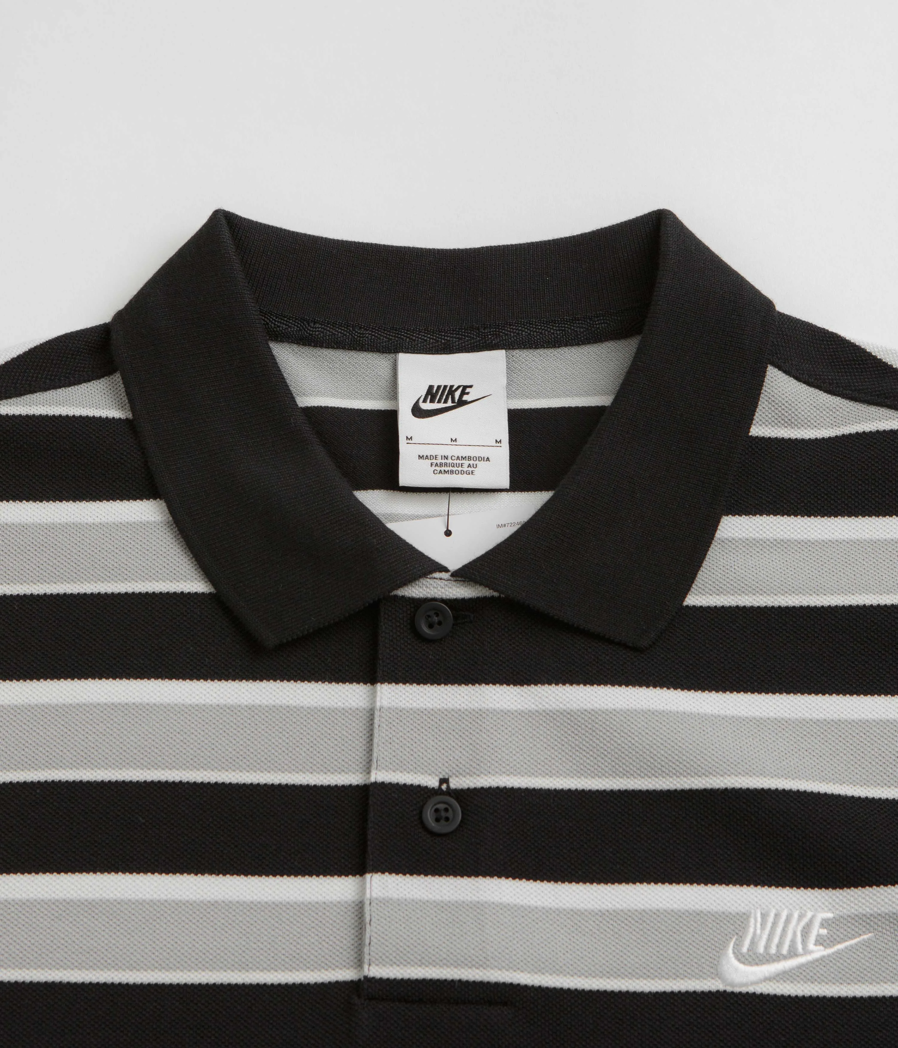 Nike Club Striped Polo Shirt - Black / White