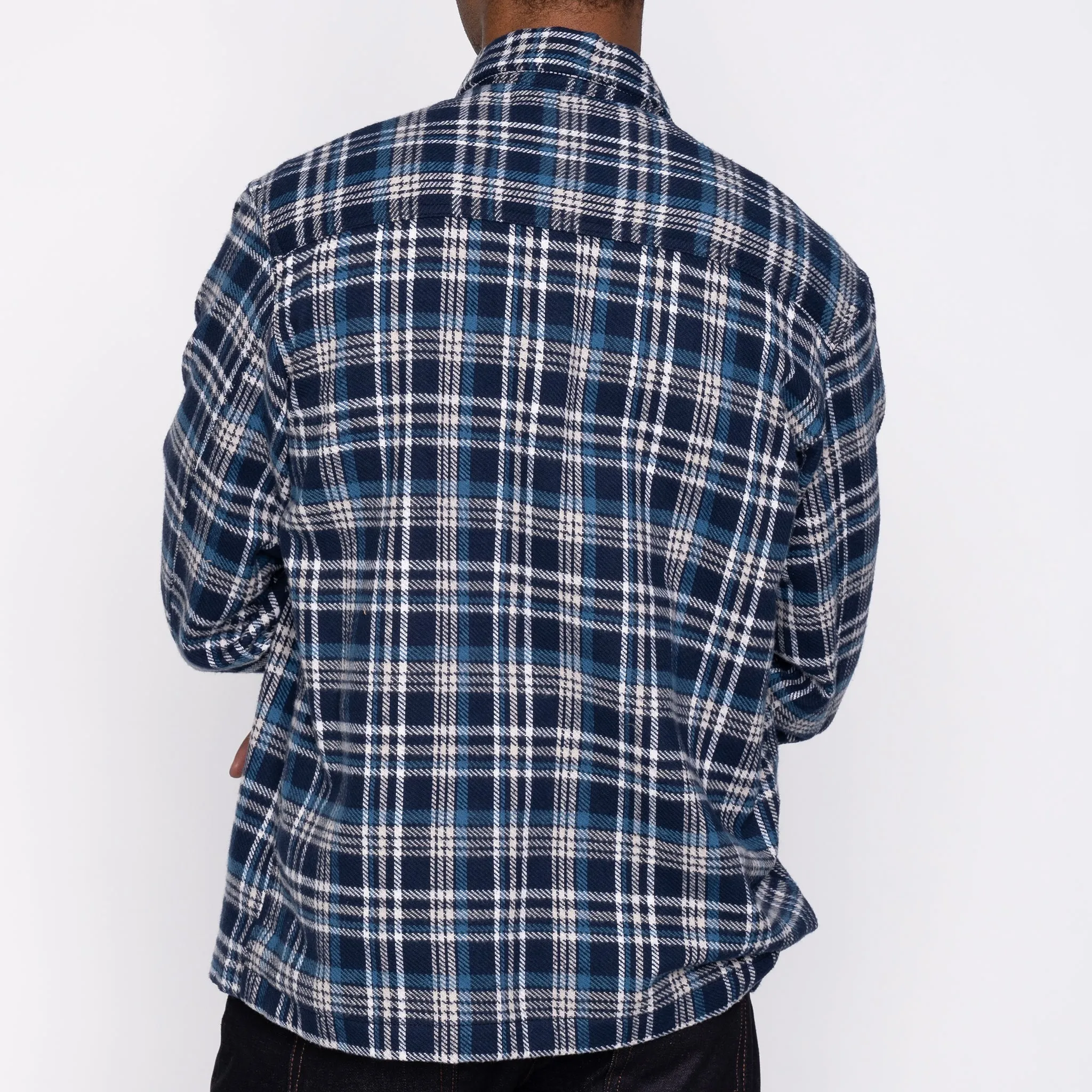 Over Shirt - Triple Yarn Twill Check Brush - Navy