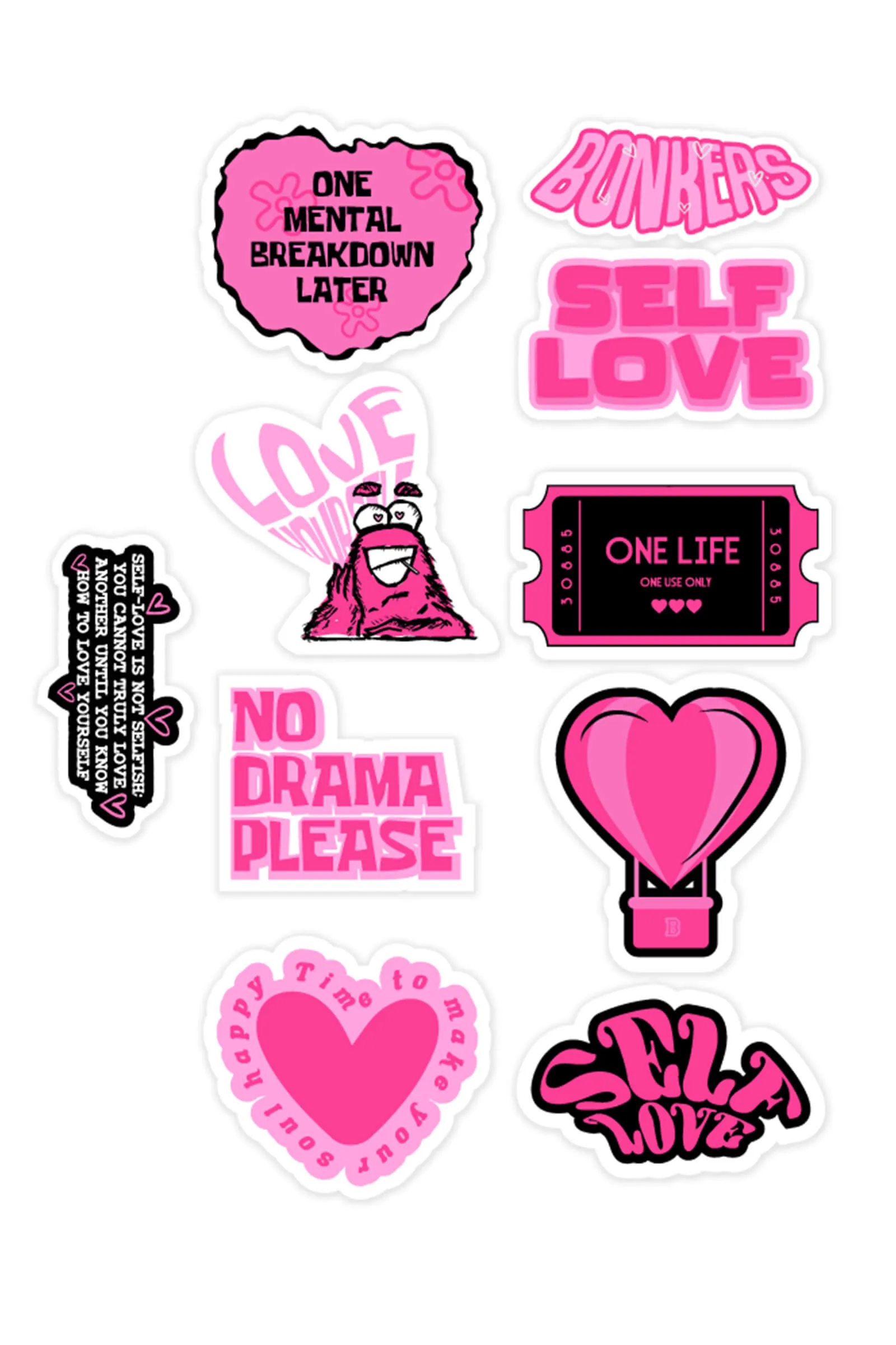 Pack Of 10 Self Love Sticker Set