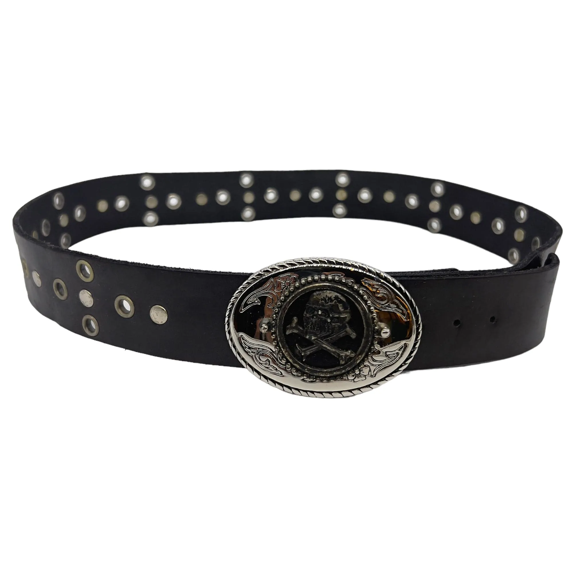 RED MONKEY Unisex Gothic Rocker Style Skull Belt - Black