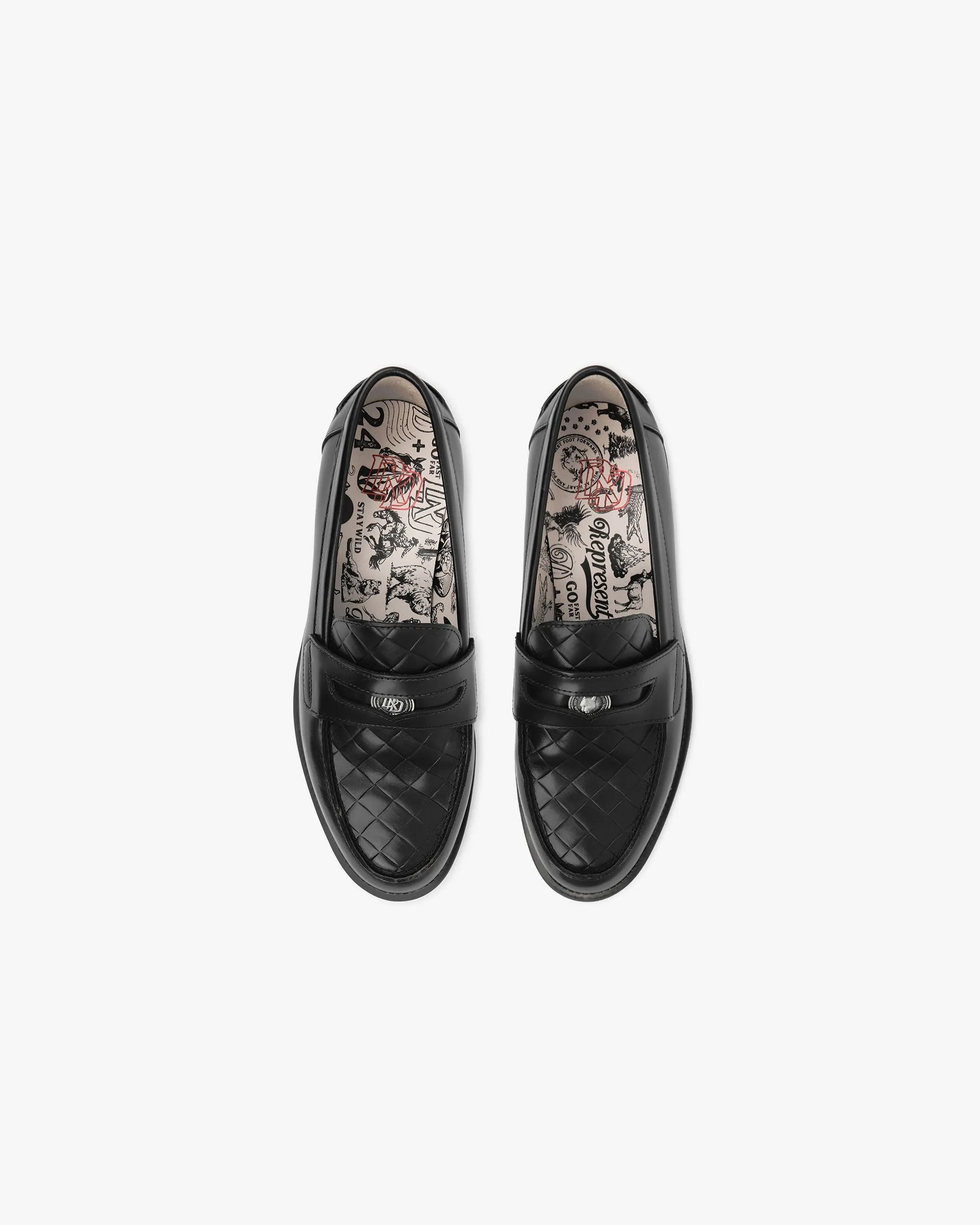 Represent X Duke   Dexter Leather Weave Loafer - Black