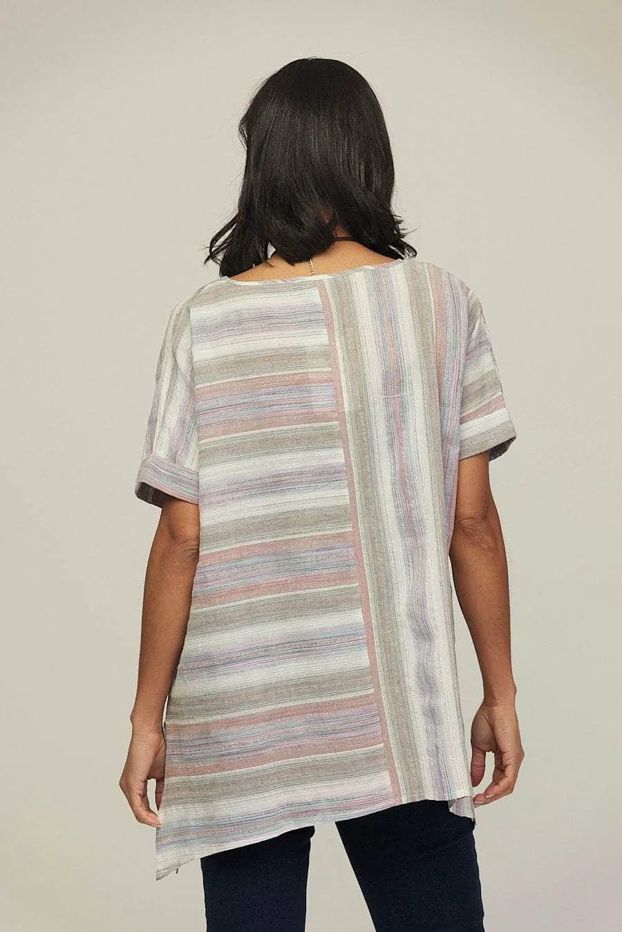 Saloos Panelled Stripy Top with Necklace