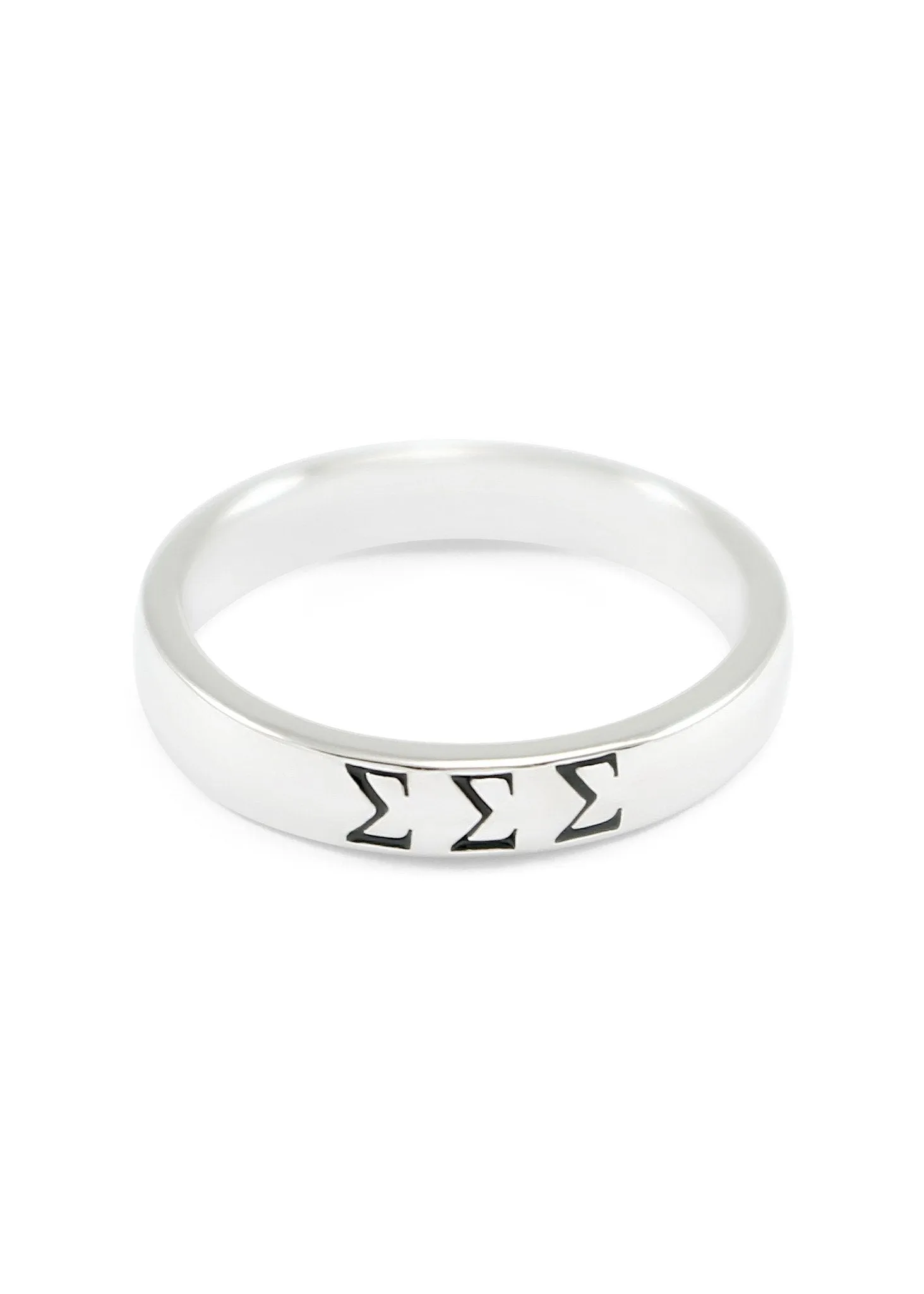 Sigma Sigma Sigma sterling silver ring with black enamel letters