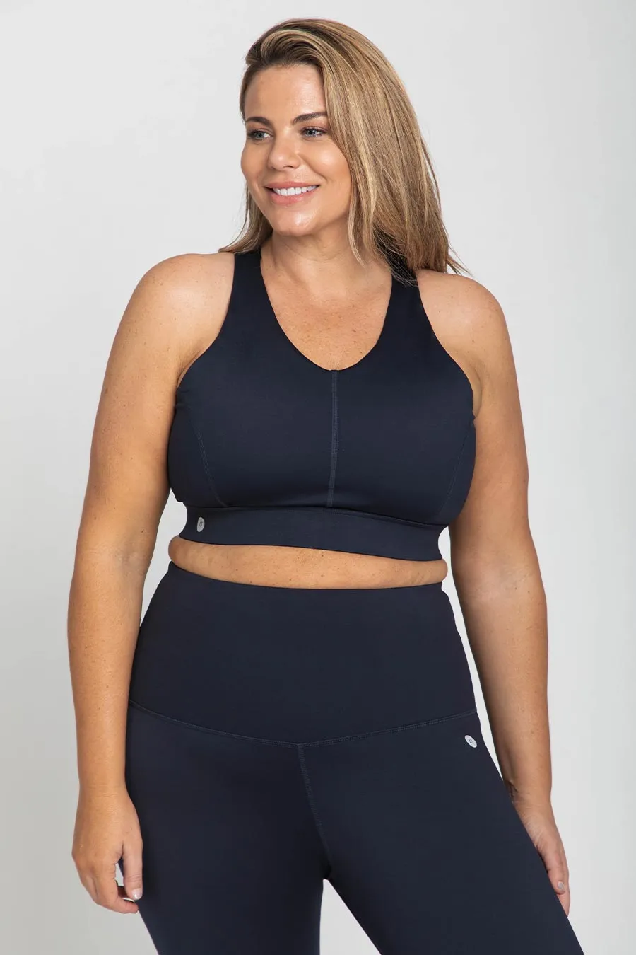 Sleek Performance Crop - Navy