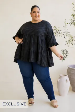 Sofia Top in Black Pinstripe