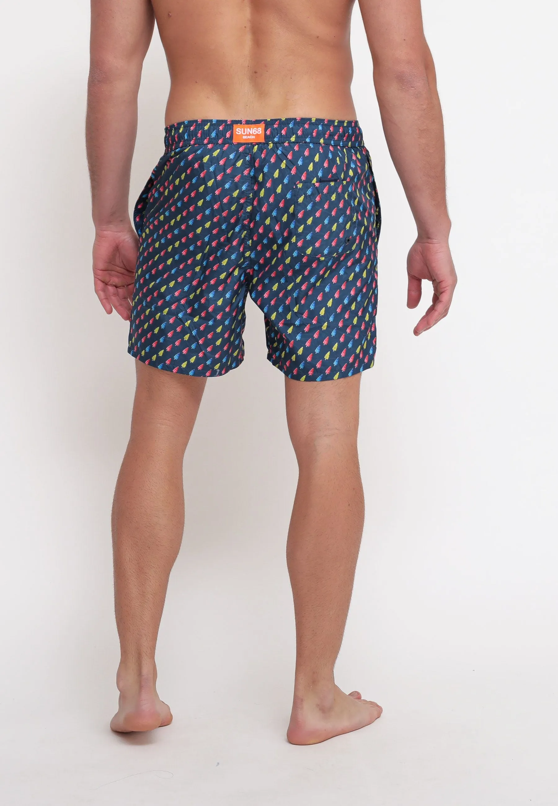 Swim Pant Small Print - Navy Blue