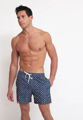 Swim Pant Small Print - Navy Blue