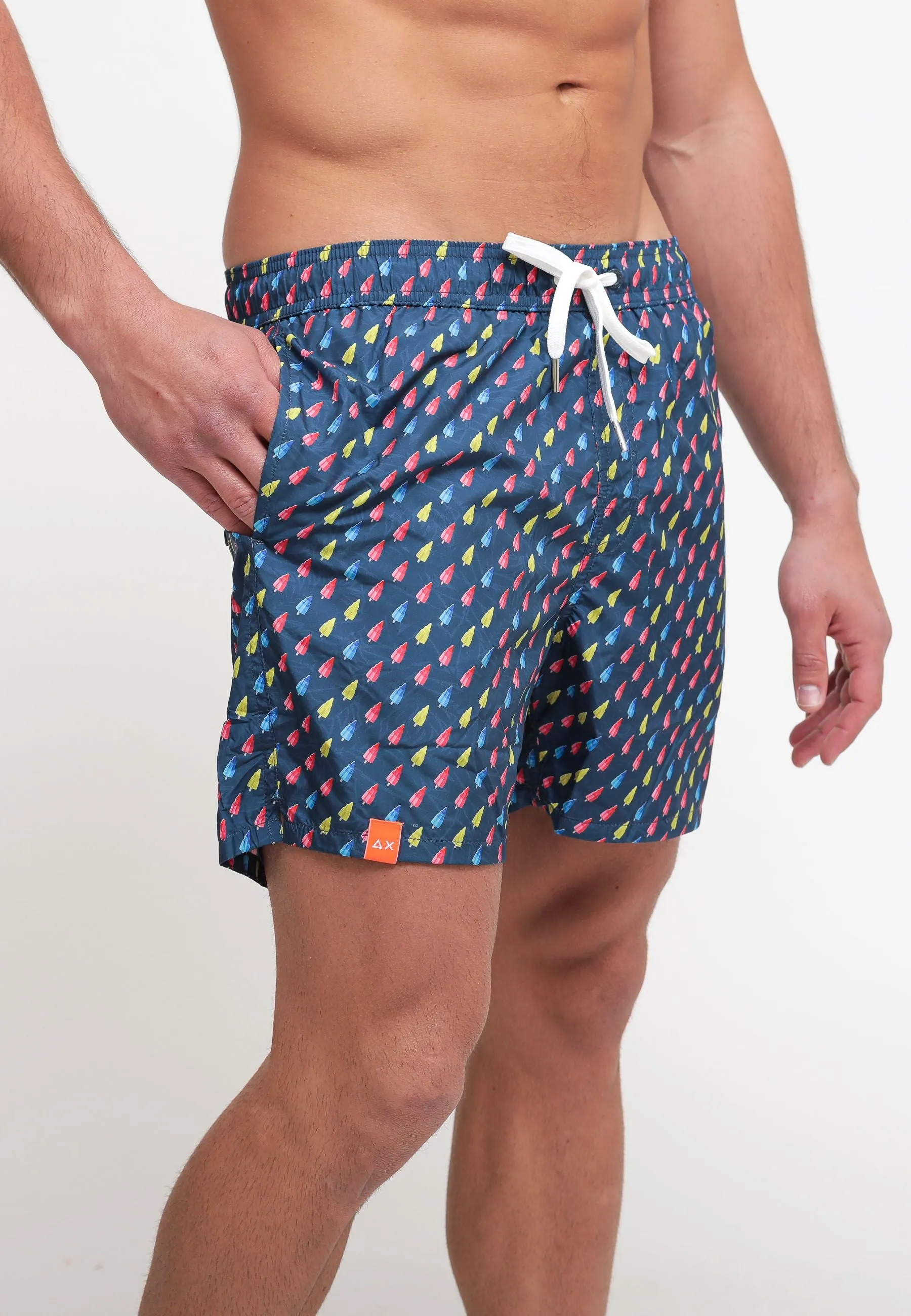 Swim Pant Small Print - Navy Blue