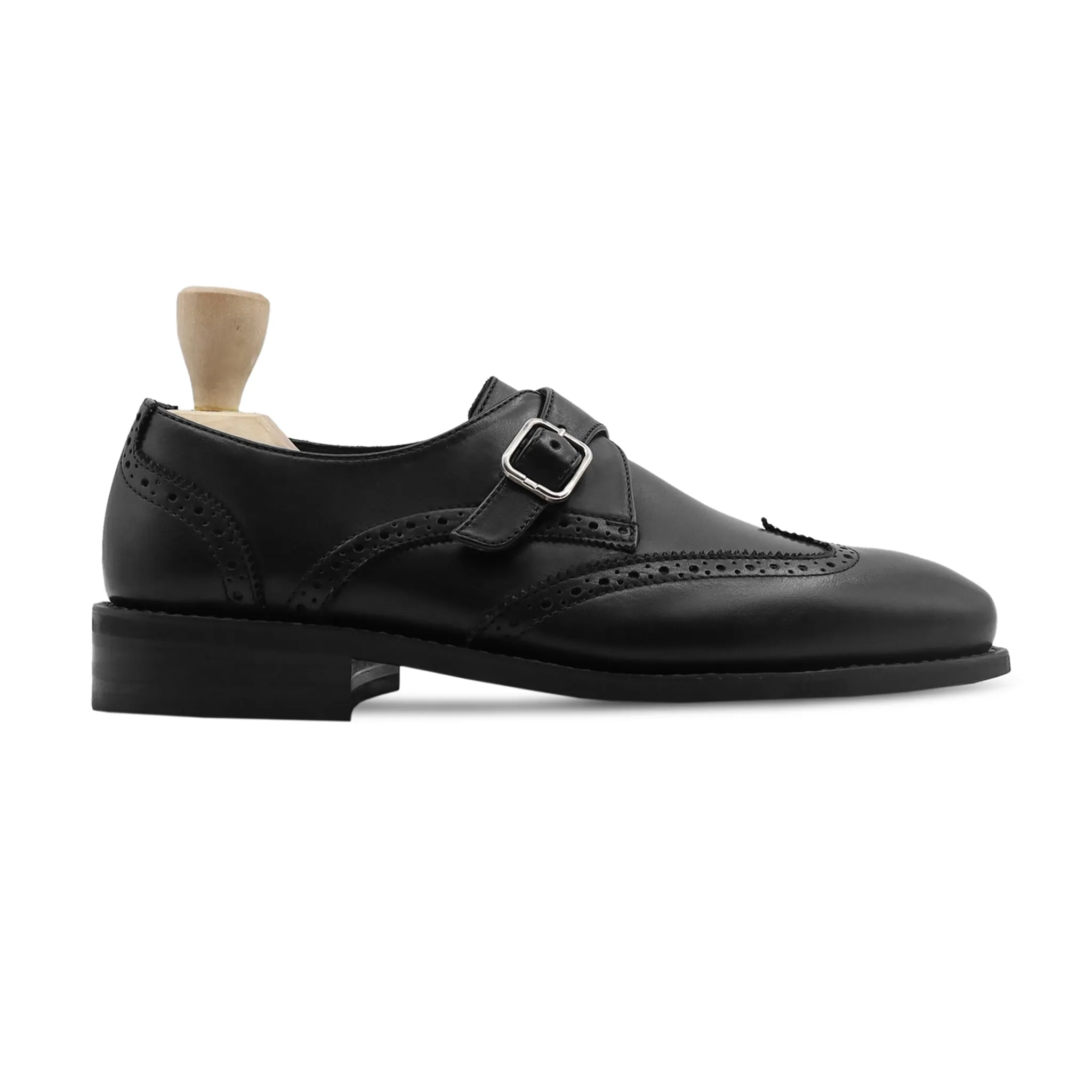 Tad Gy - Men's Black Calf Leather Single Monkstrap