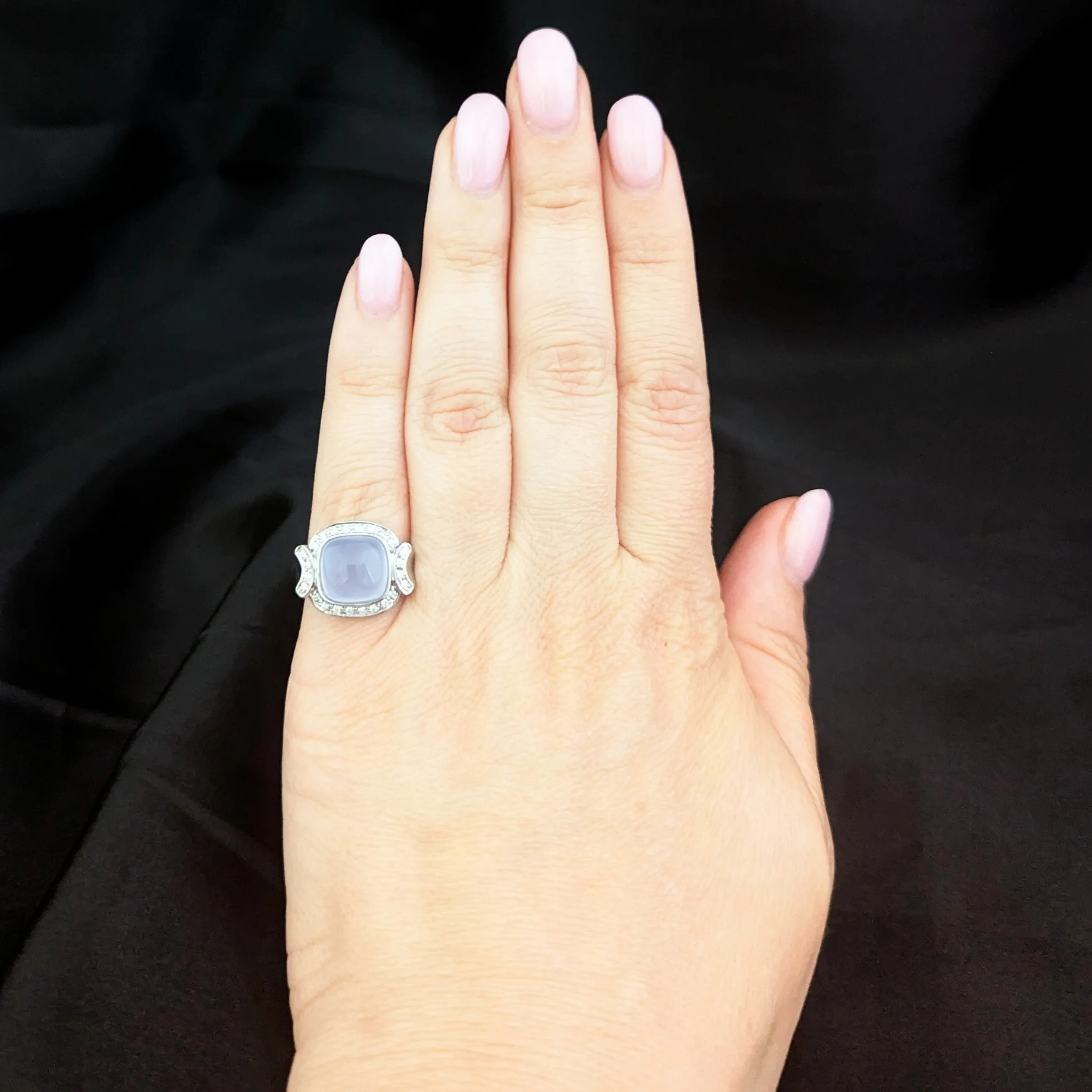 The Avignon - Estate Chalcedony Diamonds 14k Gold Cocktail Ring