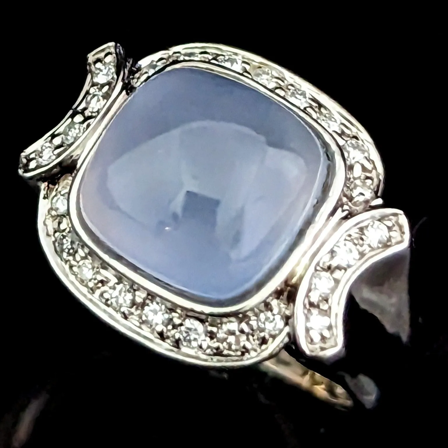 The Avignon - Estate Chalcedony Diamonds 14k Gold Cocktail Ring