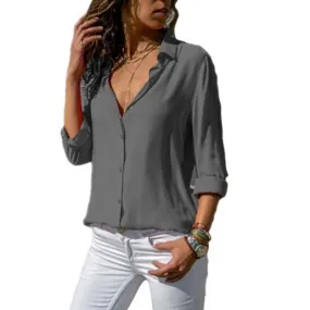 V-Neck Chiffon Blouse