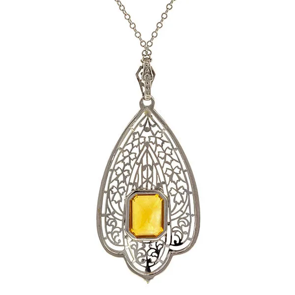 Vintage Filigree Citrine Necklace