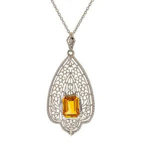 Vintage Filigree Citrine Necklace