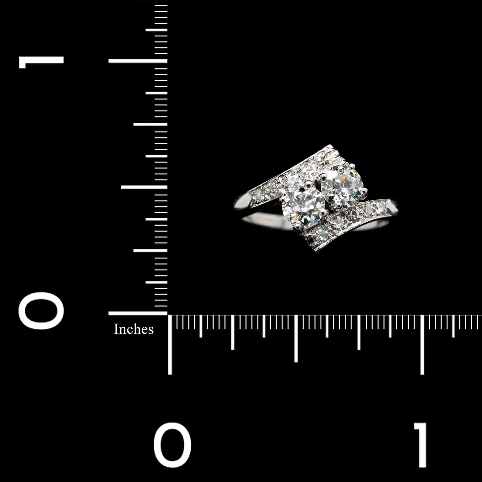 Vintage Platinum Estate Diamond Bypass Ring