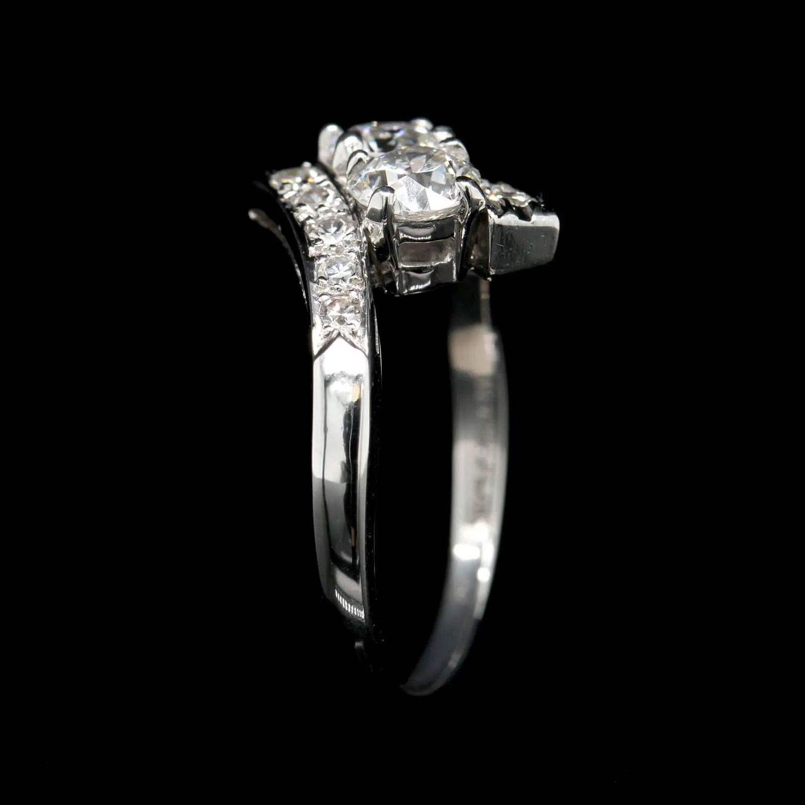 Vintage Platinum Estate Diamond Bypass Ring