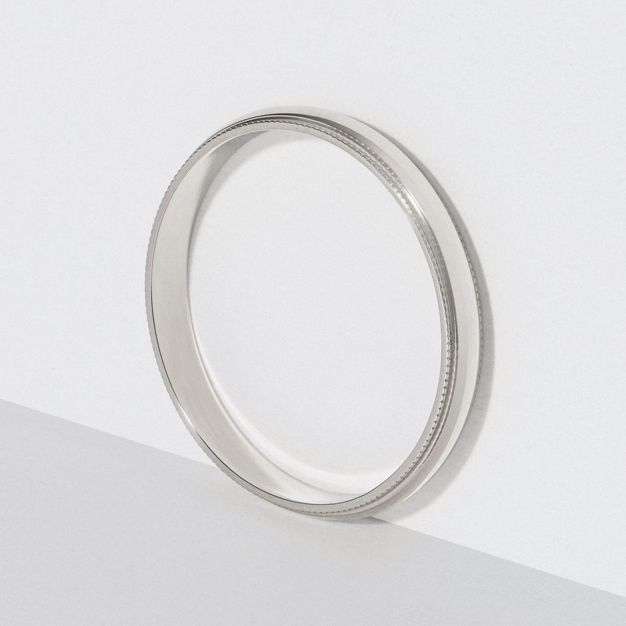 White Gold Classic Milgrain Wedding Band - Polished 3mm