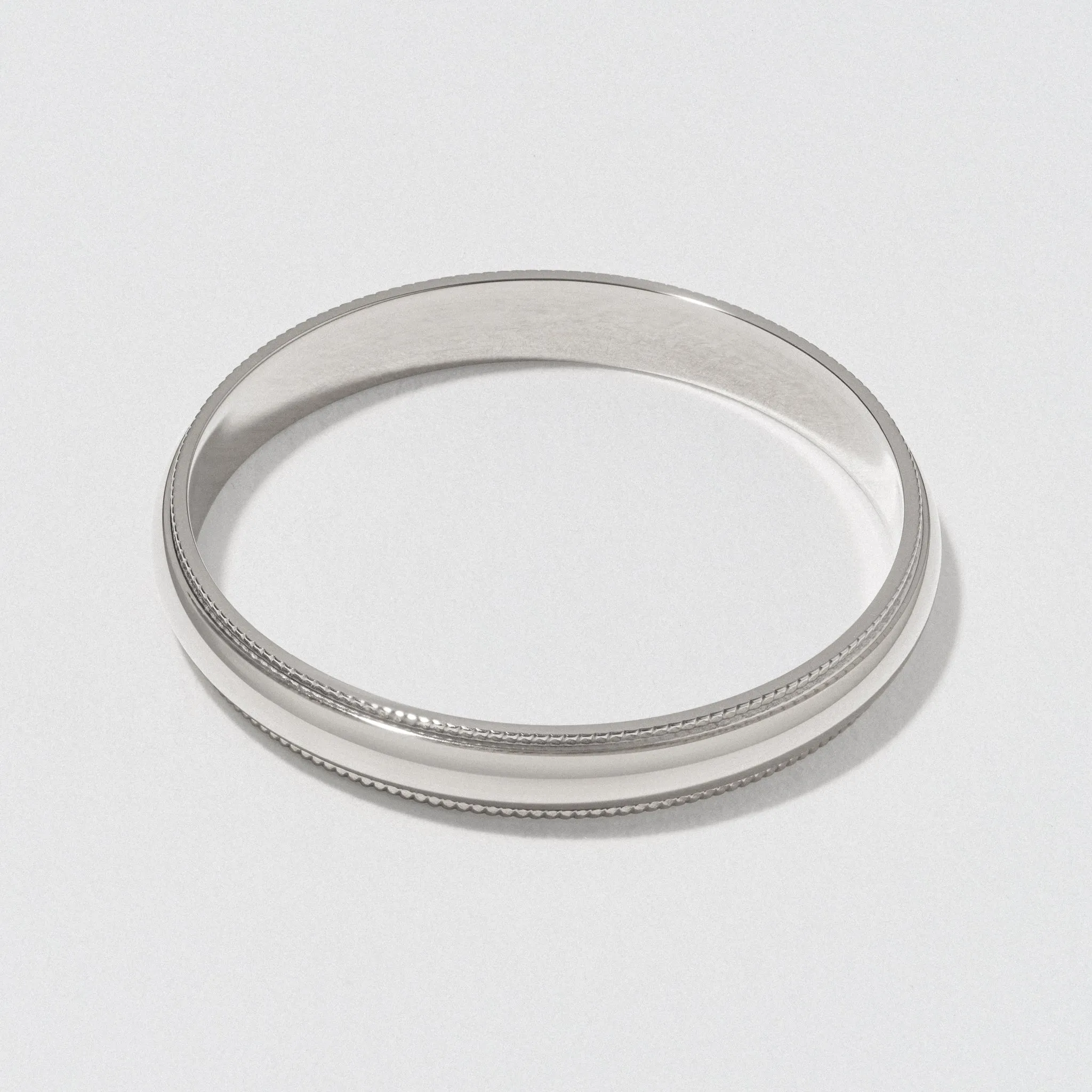 White Gold Classic Milgrain Wedding Band - Polished 3mm