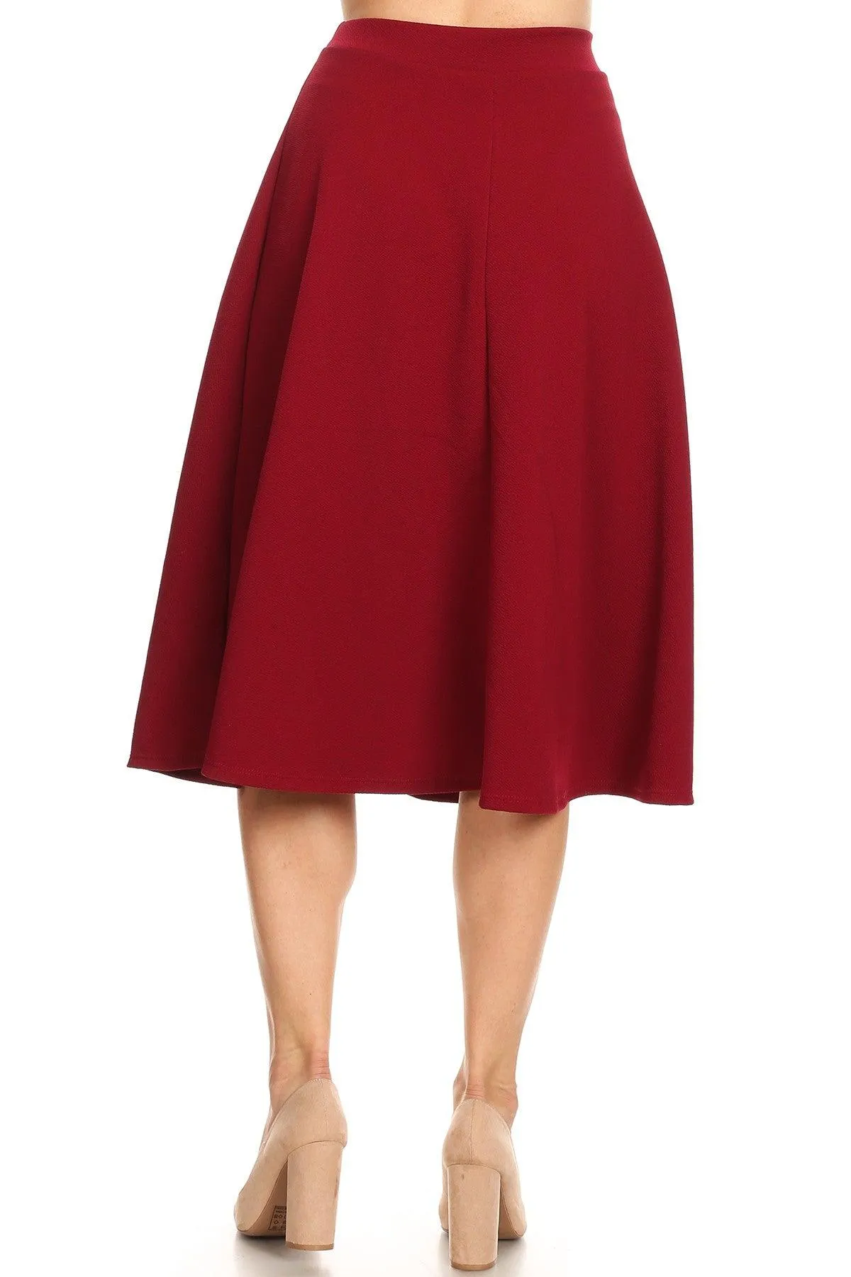 Women's Flared Lightweight Elastic Midi A-line Skirt