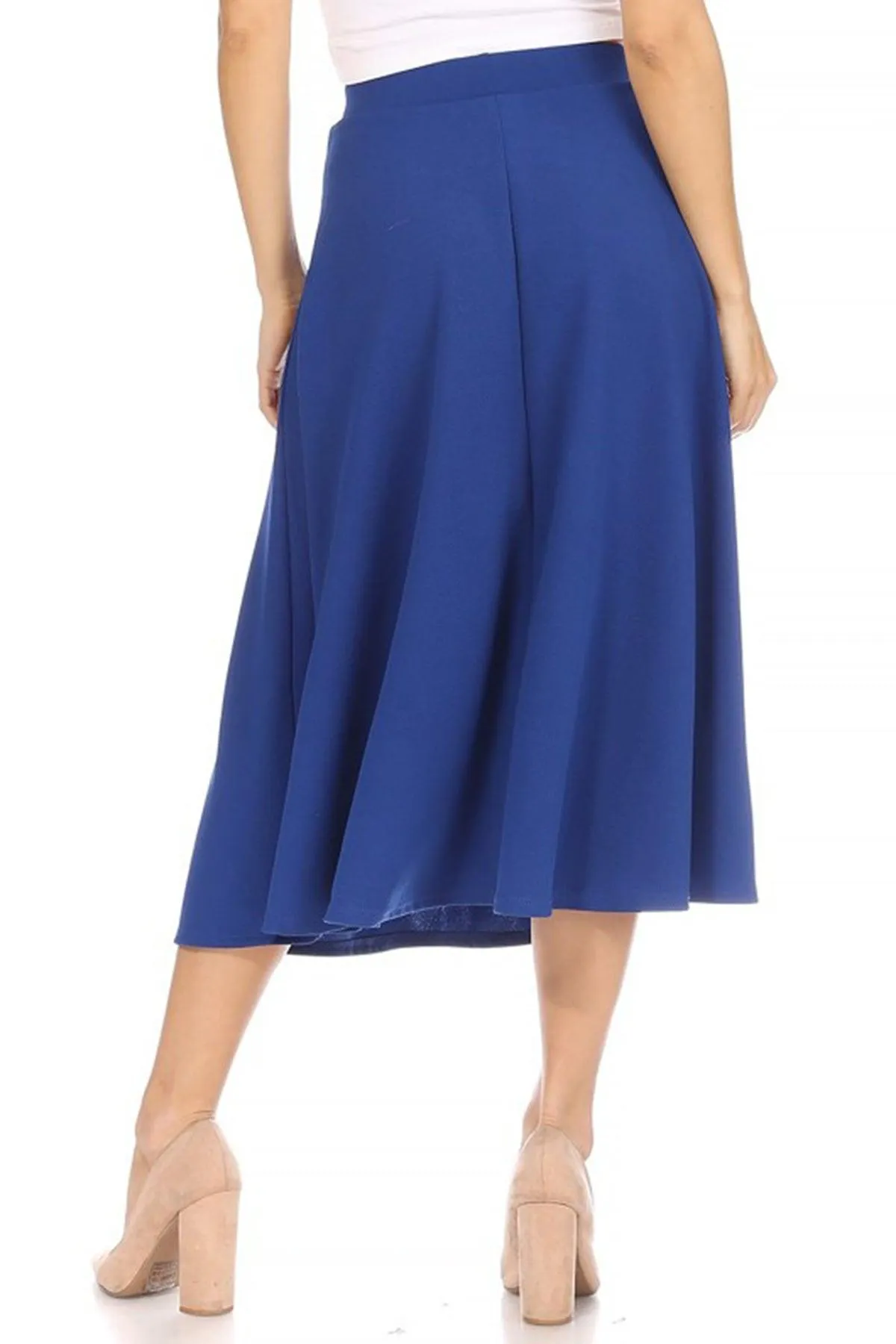 Women's Flared Lightweight Elastic Midi A-line Skirt