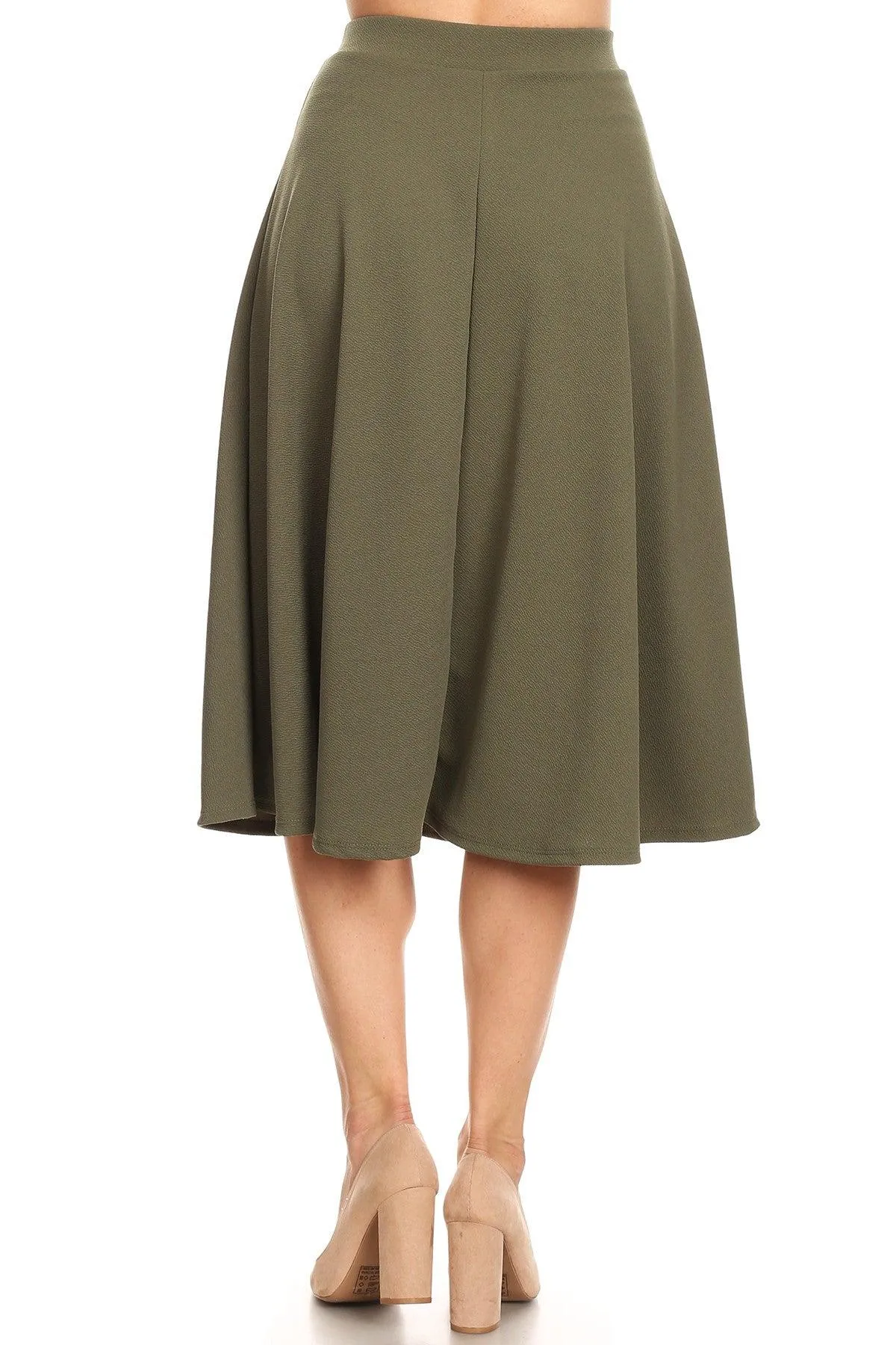 Women's Flared Lightweight Elastic Midi A-line Skirt