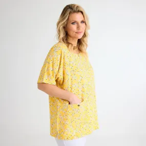 Yellow Floral 1 Pocket Top